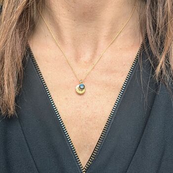 The Labradorite Celestial Duo Necklace, Gold Plated, 2 of 5