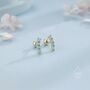 Tiny Opal Curved Bar Screw Back Earrings, thumbnail 4 of 11