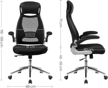 High Back Mesh Office Chair With Flip Up Armrests, 7 of 8