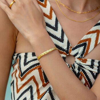 Naturally Textured Thin Cuff Bangle In Gold, 4 of 7