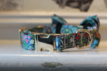 William Morris Strawberry Thief Dog Collar With Bow Tie, 2 of 4