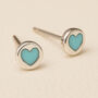 Sterling Silver Turquoise Heart Stud Earrings, thumbnail 3 of 6