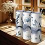 Elegant Blue Floral Tumbler Travel Cup, thumbnail 1 of 4