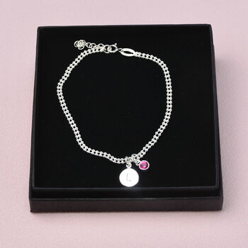 Double Strand Silver Initial Birthstone Bracelet, 5 of 7