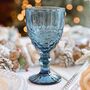 Set Of Four Sapphire Blue Glass Wine Goblets, thumbnail 3 of 5