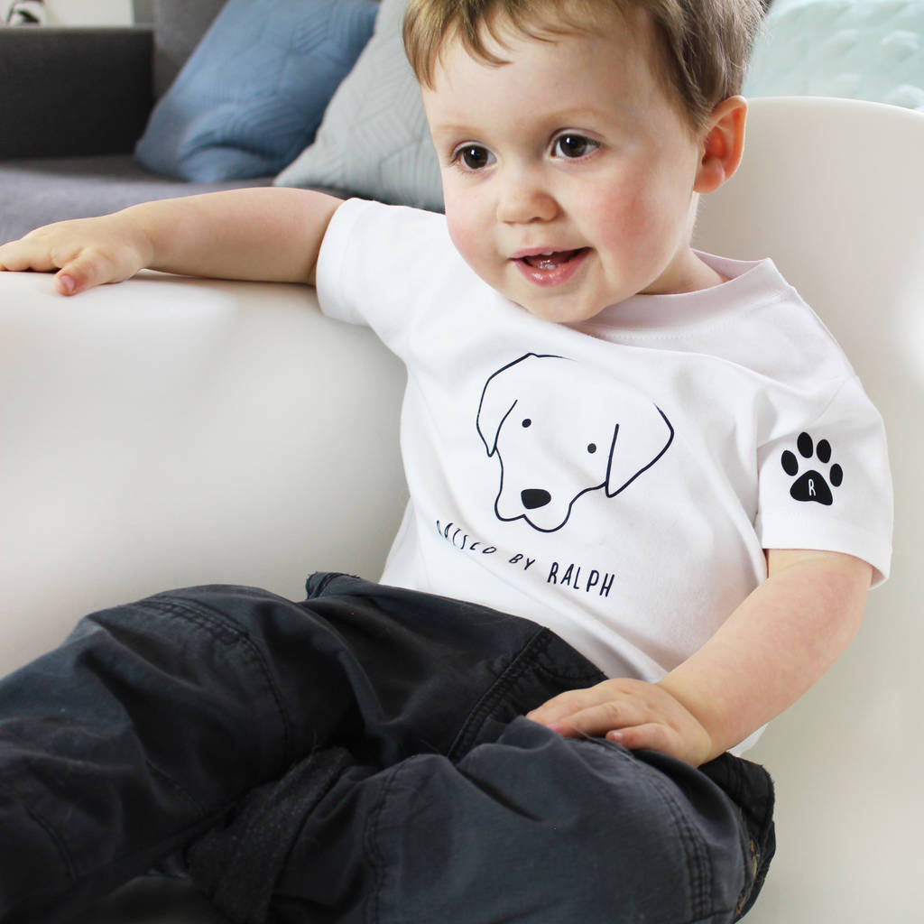 PUPPY KIDS T-SHIRT CHILDS PERSONALISED FAB GIFT NAMED GOLDEN RETRIEVER DOG 