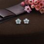 White Opal Flower Stud Earrings Sterling Silver, thumbnail 2 of 12