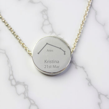 Personalised Aries Zodiac Star Sign Silver Tone Necklace, 6 of 10