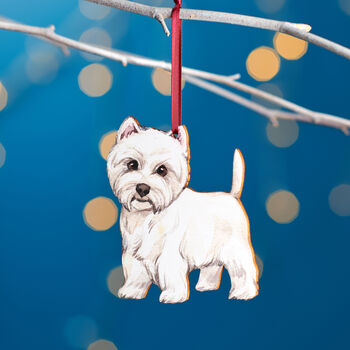 Painted Dog Wooden Christmas Decoration, 5 of 12