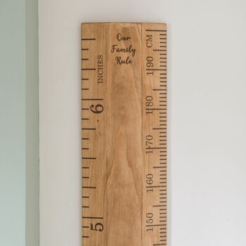 Original Walnut Finished Wood Height Chart Ruler, 5 of 6