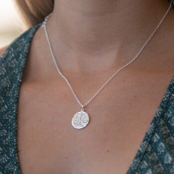 Engraved Sterling Silver Libra Zodiac Necklace, 3 of 8