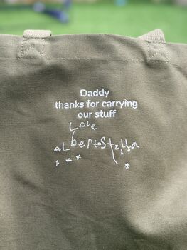 Personalised Kids Handwriting Embroidered 'Dads Need Bags Too' Canvas Tote Bag Fathers Day Gift, 10 of 11