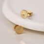 Gold Plated Sterling Silver Sunburst Circle Disc Stud Earrings – 5mm, thumbnail 8 of 9