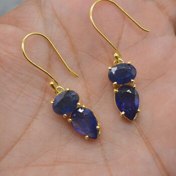 Sapphire Earrings: Gold Or Silver, Minimalist Jewelry, 3 of 11