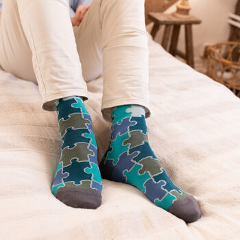Tri Grey And Jigsaw Green Men's Socks Bundle, 2 of 5