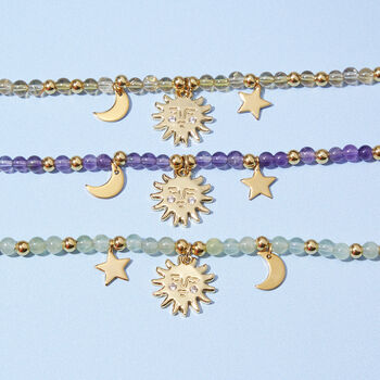 Helios Personalised Gemstone And Celestial Charm Bracelet, 4 of 7