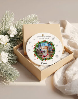 Personalised Dog Memorial Photo Christmas Bauble, 3 of 4
