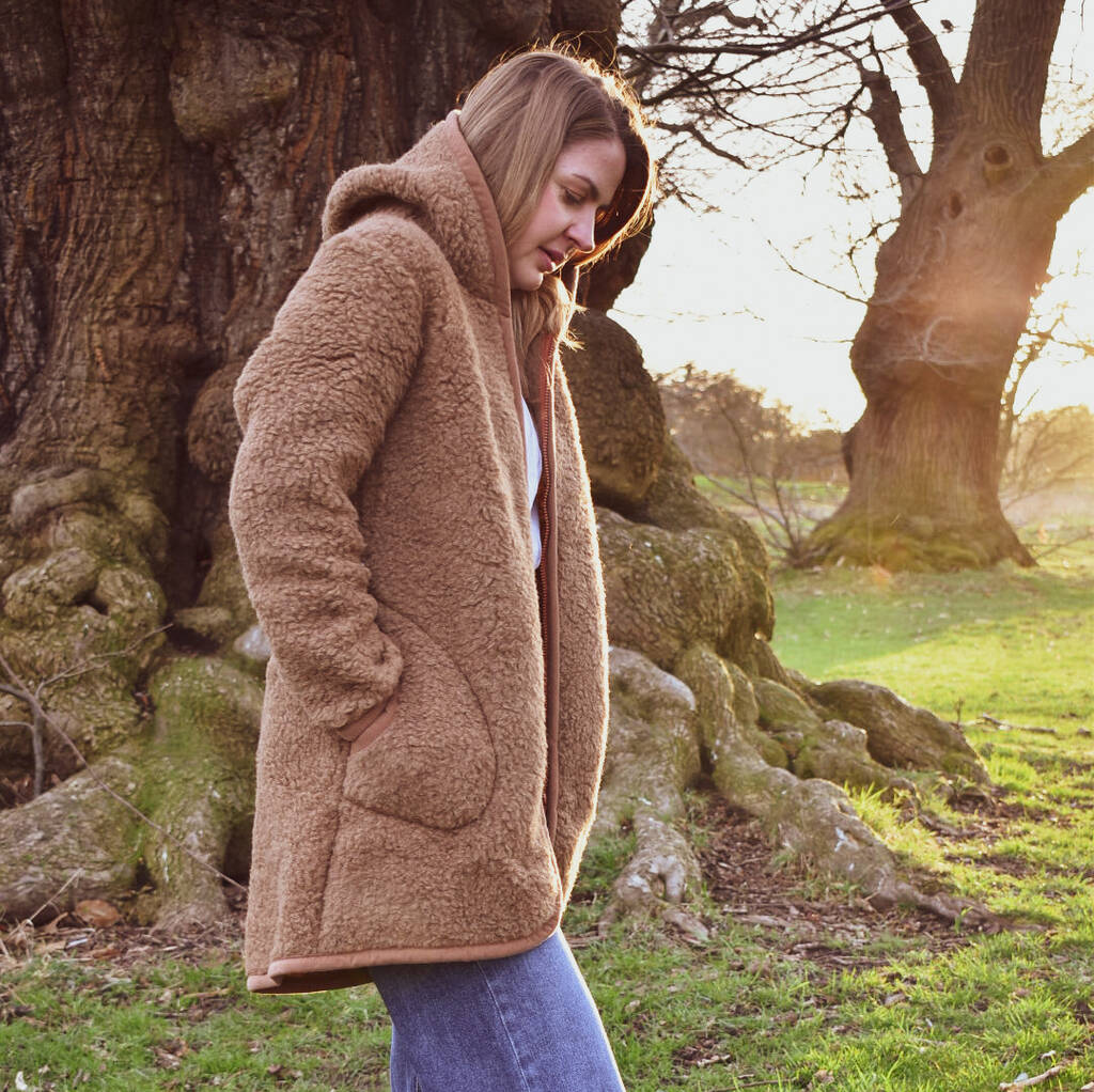 Freya Merino Wool Fleece Jacket In Camel By HomieeStudio