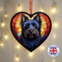 Cairn Terrier Stained Glass Effect Heart Suncatcher, thumbnail 1 of 7