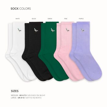Pigeon Socks Embroidered Unisex Cotton Ribbed Crew Socks, 5 of 5
