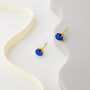 Sapphire Blue Swarovski Crystal Stud Earrings, thumbnail 4 of 6