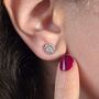 Pink Tourmaline October Marigold Silver Stud Earrings, thumbnail 3 of 5