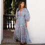 'Demi' Pink And Blue Floral Paisley Maxi Dress, thumbnail 3 of 6