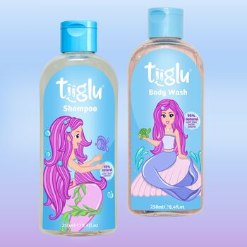 Kids Highly Natural Mermaid Glimmer Shampoo And Body Wash Gift Set, 3 of 8