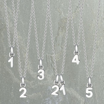 Mini Sterling Silver Number Necklace, 2 of 7