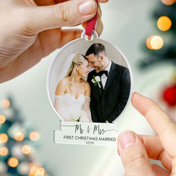 Personalised First Christmas Married Photo Ornament Gift, 11 of 11
