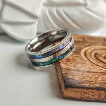 8mm Stainless Steel Shell Unisex Wedding Rings Bands, 2 of 8