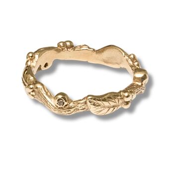 Gold And Diamond Wood Nymph Leaf Ring, 2 of 9