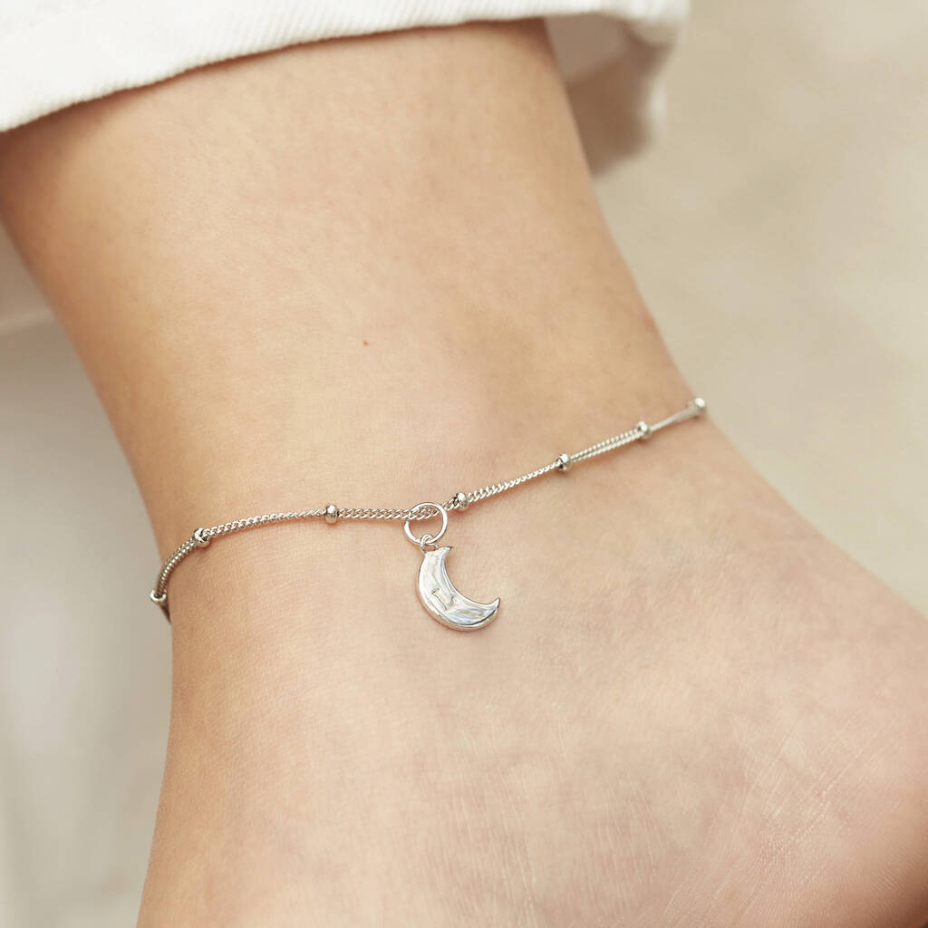 Personalised Moon Anklet In Silver Or Gold Vermeil, 1 of 5