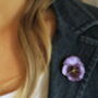 Pansy Purple Flower Brooch, thumbnail 2 of 5