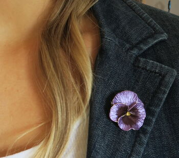 Pansy Purple Flower Brooch, 2 of 5