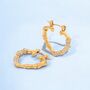 18 Kt Gold Pave Bamboo Heart Hoop Earrings, thumbnail 1 of 9