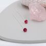 Ruby Red Cz Crystal Threader Earrings Sterling Silver, thumbnail 1 of 11