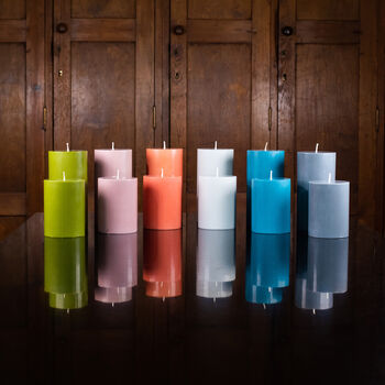 Solid Colour Eco Pillar Candles 15cm And 10 Cm Tall, 3 of 12