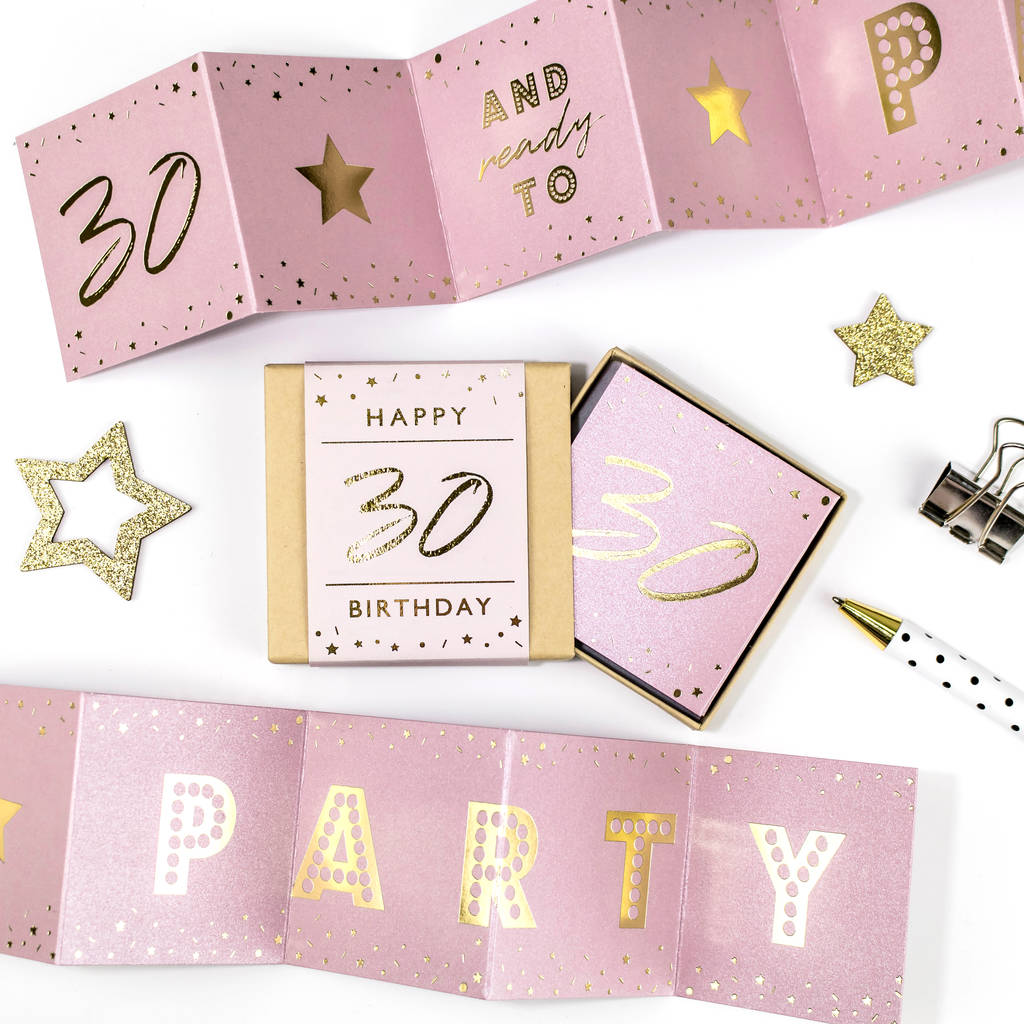 Image of 30th Birthday Card; Boxed Mini Fold Out Card