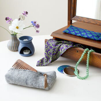 Handmade Recycled Sari Fabric Handbag Travel Mirror, 7 of 8
