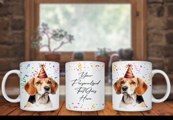 Personalised Beagle Birthday Congratulations Party Gift Mug, 2 of 2