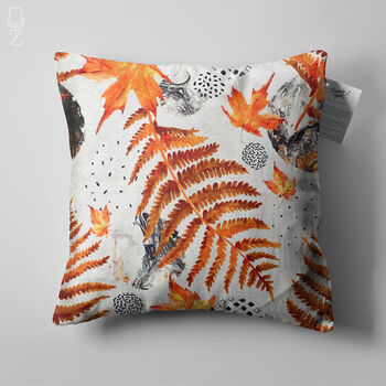 Cushion Cover With Abstract Orange Dry Leaves Pattern, 5 of 7