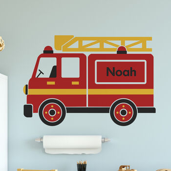Personalised Fire Engine Wall Sticker Room Decor Art, 2 of 3