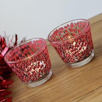 Red Berry Painted Tea Light Holders, 3 of 5