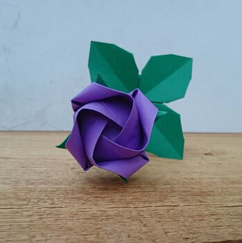 Origami Paper Rose With Leaves, Anniversary Gift, 8 of 11