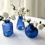 Blue Glass Bud Vases Set Of Three, thumbnail 1 of 6