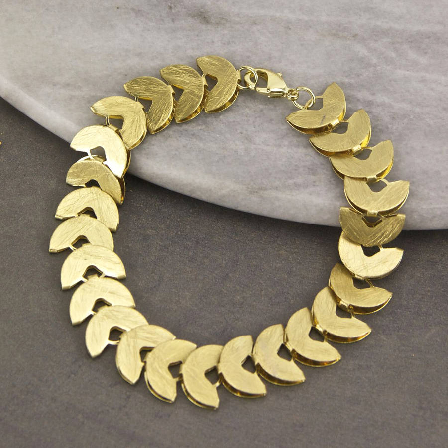 Brushed Gold Laurel Bracelet By Gaamaa Notonthehighstreet Brushed Gold Laurel Bracelet