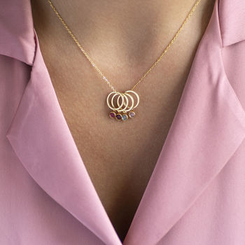 Minimalist Family Birthstone Circles Charm Necklace, 9 of 12