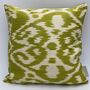 Square Ikat Silk Cushion Green Abstract, thumbnail 4 of 7