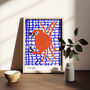Crab On Blue Tablecloth Seafood Illustration Kitchen Poster, thumbnail 8 of 12
